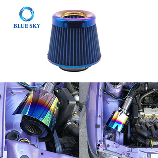 Универсальный автомобильный двигатель Bluesky, модифицированный воздушный фильтр, 3 дюйма, 76 мм, высокий поток, холодный воздух, короткий поршень, автомобильный впускной фильтр